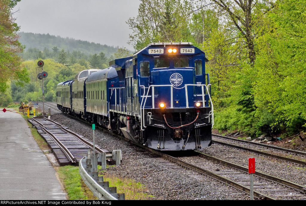 Pan Am's Office Car special rolls westbound through South Royalston